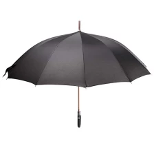 中国 定制纯色自动黑色自动弹出高尔夫雨伞出售 制造商