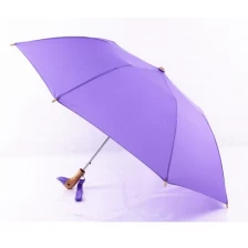 China Fancy handle 2 fold Duck head wooden handle umbrella new design auto folding umbrella manufacturer