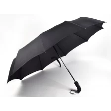 中国 High quality custom pongee fabric 3fold umbrella promotional rain umbrella メーカー