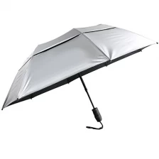 중국 뜨거운 판매 46 "UV 보호 통풍 된 캐노피 2 폴드 골프 우산 자동 열기 텔레스코픽 유리 섬유 샤프트 제조업체
