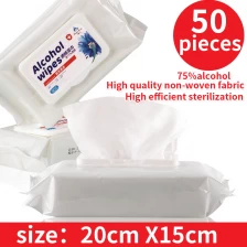 China Household Skin Care Cleaning Wipes 50Pcs Hand Wet Tissue 75% Alcohol Wipes fabrikant