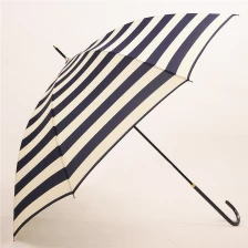 China Leather Handle Stripe Print Umbrella Hersteller