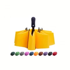 China New invention yellow windproof 23‘’8k auto open close inverted 3 folding umbrella manufacturer