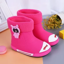 China PVC rain boots shoes Waterproof winter boys and girls snow boot velvet warm non-slip shoes for Kids manufacturer