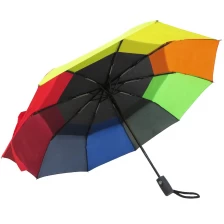 China Regenboog dubbellaags vouw luifel paraplu fabrikant