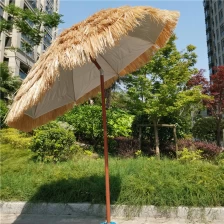 China Straw Umbrella with 8 Ribs Steel Pole fabrikant