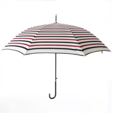 China Streepdruk Light Straight Lady-paraplu met lang PU-handvat fabrikant