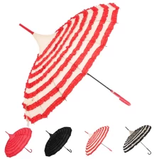 China Groothandel 16 Ribben Handleiding Open Dames Parasol Kant Parasol Ping Buiten Pagode Paraplu fabrikant