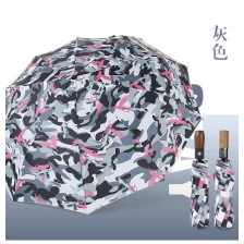 porcelana Wholesale auto 3 folding umbrella pongee rain UV Umbrella gray fabricante