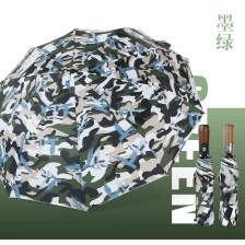 porcelana Wholesale auto 3 folding umbrella pongee rain UV Umbrella green fabricante