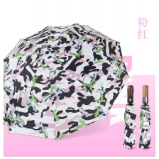 porcelana Wholesale auto 3 folding umbrella pongee rain UV Umbrella pink fabricante