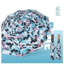 porcelana Wholesale auto 3 folding umbrella pongee rain UV Umbrella fabricante