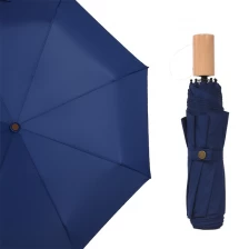 中国 custom pongee fabric 3fold umbrella promotional rain umbrella wooden handle high quality メーカー