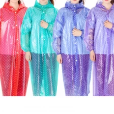 ประเทศจีน wholesale Transparent crystal raincoat raincoat polka colorful dot PVC adult men and women cycling hiking longcoats raincoat ผู้ผลิต