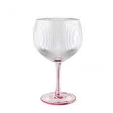 China 500ml luxury Vintage embossed retro ribbed colored stem gin tonic engraved wine glasses goblets cup manufacturer