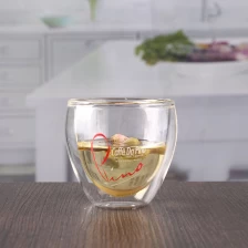 China 6 oz double wall glass tea cup cheap double wall coffee mug custom logo imprint manufacturer