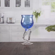 中国 美しい青い亀裂ワイン ガラス キャンドル ホルダー卸売 メーカー