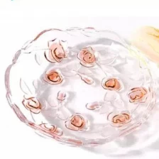 porcelana Hermoso de vidrio rosa al por mayor plato de frutas fabricante