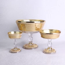 China Bohemia Glass Bowl Middle East Uzbek Style Bohemia Crystal Glass Bowl Gold Design 9pcs As a Set manufacturer