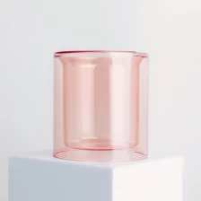 porcelana Recipientes para velas de vidrio transparente de doble pared de 8 oz, recipientes con tapas, velas aromáticas, macetas de lujo fabricante