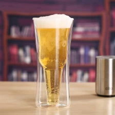 porcelana Creativa doble taza de la taza de cerveza personalizada doble pared de vidrio de cerveza para la venta fabricante