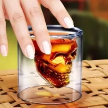 الصين Creative skull glass cup,double walled glass double walled beer glasses supplier الصانع