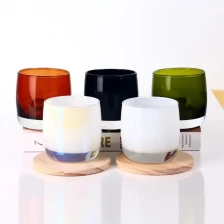 China Impressão personalizada de luxo Eco Friendly 8oz frascos de vidro com base grossa de perfume iridescente para velas fabricante