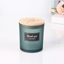 Çin Decorative Frosted Candle Jars Glass 8oz Candle Jars With Lids Woods üretici firma