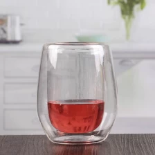 China Double wall borosilicate glass cup cute stemless red wine glasses wholesale manufacturer