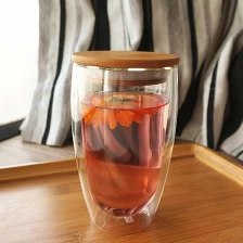 porcelana Vidrio doble de la pared que bebe cristal resistente al calor taza de té vidrios creativos de la leche con las tapas fabricante