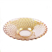 China Qualitäts-goldener bunter Perlenpunkt-Glasfruchtplattengroßverkauf Hersteller