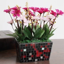 China Living room decoration square mosaic glass flower pot wholesale manufacturer