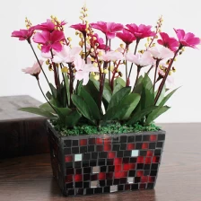 China Vivendo decoração do quarto quadrado flor de vidro mosaico pot atacado fabricante