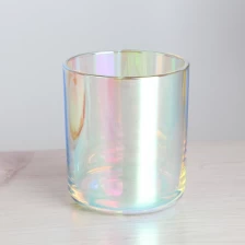 China Luxury Colorful 10oz Iridescent Holographic Candle Holder Glass Jars For Candle Making fabricante