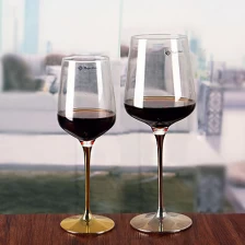 China Metal stem red wine cup gold stem wine glasses large goblet wine stemware wholesale manufacturer