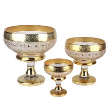 porcelana Juego de fruteros bohemios de 3 tamaños de diseño antiguo de Color dorado decorativo de estilo uzbeko con paquete de caja de color fabricante