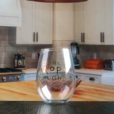 China Wholesale glass wine tumbler stemless wine glass with decal logo manufacturer