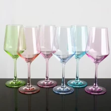 China machine made Set of 6 Crystal colored wine Stemware Multi-colored glasses goblet wholesale manufacturer