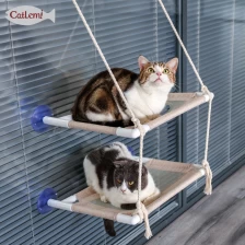 中国 北欧风猫吊床吸盘式猫咪挂窝 猫咪晒太阳吊床 窗台猫咪秋千 一二层可选 制造商