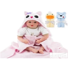 China Custom Printing Cartoon Kids Animal Shape Baby Hooded Towel manufacturer