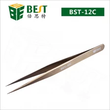 China BEST-12C Edelstahl Fine Point Tip Wimpern Pinzette Werks Hersteller