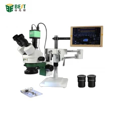 中国 BST-X7双臂通用支架三目立体显微镜手机维修7-45倍连续变焦长臂支架 制造商