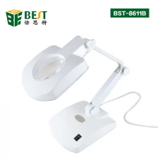 China Melhor 8611B portátil LED mesa de leitura dobrada mesa de estudo luz da noite lâmpada + lupa ferramenta de reparo do relógio fabricante