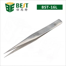 China Edelstahl Pinzette Manfuacturer Spuer Fine Point Tip Tweezers BST-16L Hersteller