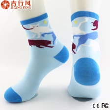 China aangepaste logo leuk patroon meisjes sokken katoen 100 procent, brei womens sokken china fabrikant