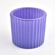 China Luxury thick wall 8oz glass candle holders stripe glass candle jars manufacturer