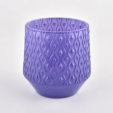 China custom color round emboss glass candle jars wholesale manufacturer