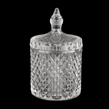 China Customized Color GEO Glass Candle Jar with Lids manufacturer