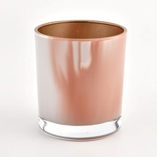 China OEM luxury pink glass candle jar glossy candle vessel manufacturer