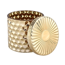 China Luxury Gold Glass Candle Jar with Lids Diamond Glass Candle Containers manufacturer